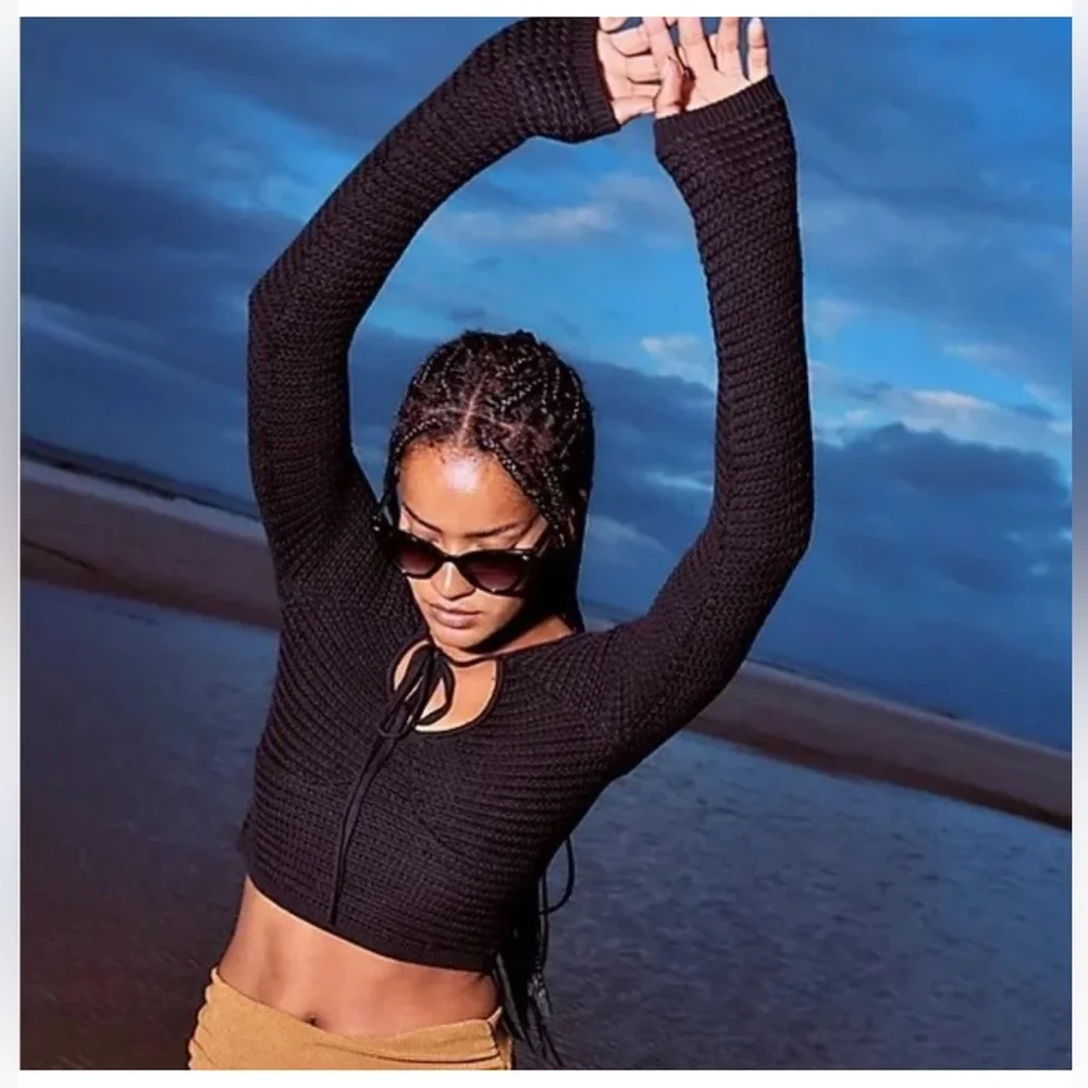 Free People Beach Sweater - Black